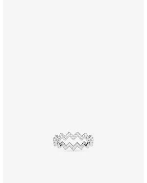 Apm Monaco Vague Rhodium Plated Alloy And Cubic Zirconia Ring - White