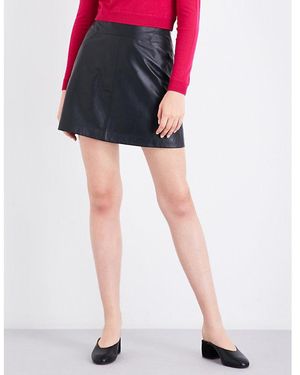 Whistles A-Line Leather Skirt - Black