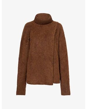 Uma Wang High-Neck Knitted Alpaca And Wool-Blend Jumper - Brown