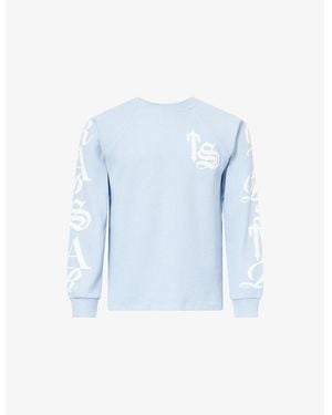 Trapstar Script Waffle Long-Sleeve Cotton Blend Top - Blue
