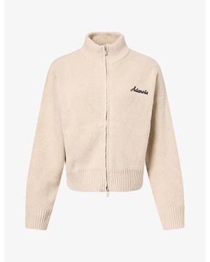 ADANOLA Funnel-Neck Zip-Up Cotton-Knit Jumper - Natural