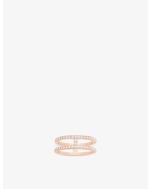 Apm Monaco Croisette Double-Line Pave Cubic-Zirconia 18Ct-Plated Ring - White