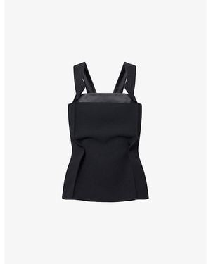 KHAITE Yasmina Boned Woven Top - Black