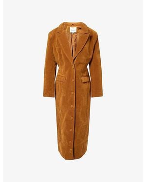 The Couture Club Peak-Lapel Tailored Faux-Suede Coat - Brown