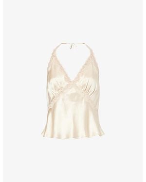 Reformation Monica Halterneck Silk Top - White