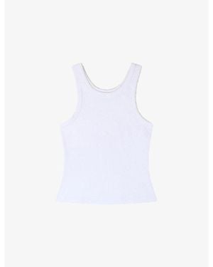 Sandro Beaded-Trim Cotton-Jersey Vest Top - White