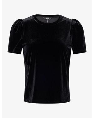 ME+EM Puffed-Sleeve Velvet T-Shirt - Black