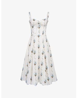 House Of Cb Rosalee Floral-Print Stretch-Cotton Midi Dress - White