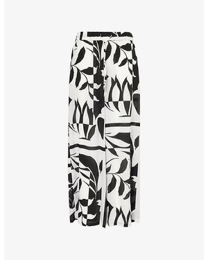 Max Mara Voto Printed Wide-Leg Silk Trousers - Black
