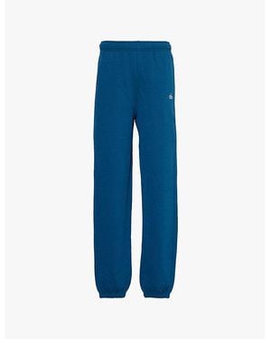 Alo Yoga Accolade 3D-Logo Straight-Leg Cotton-Blend Jersey Jogging Bottoms - Blue