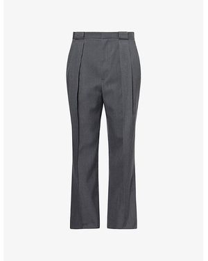 CASABLANCA Pleated Straight-Leg Wool Pants - Gray