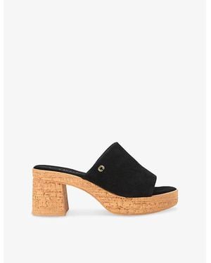 Carvela Kurt Geiger Genova Block-Heel Suede Sandals - Black