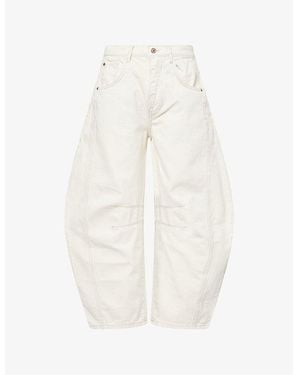 Free People Good Luck Mid-Rise Barrel Denim Jeans - White