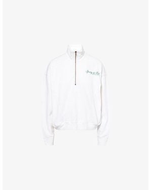 Sporty & Rich Ezra Quarter-Zip Cotton-Jersey Sweatshirt - White