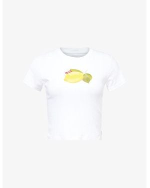 Levi's Lemon-Print Round-Neck Cotton-Jersey T-Shirt - White