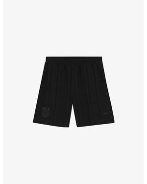 BOSS Crest-Appliqué Striped Cotton Shorts - Black