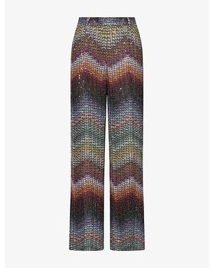 Missoni Embellished Straight-Leg Knitted Trousers - Multicolour