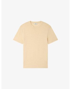 Sandro Crewneck Linen-Jersey T-Shirt - Natural