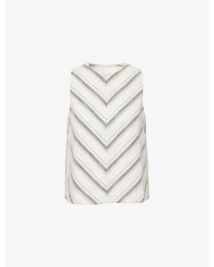 ME+EM Textured Stripe Swing Cotton-Blend Top - White