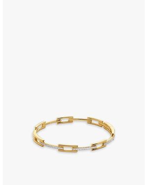 Monica Vinader Signature Link 18Ct-Plated Vermeil Sterling- And 0.27Ct Brilliant-Cut Lab-Grown Diamond Bangle - Metallic