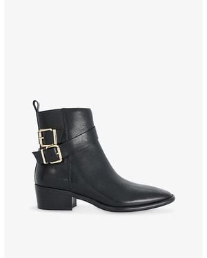 Dune Pattin Buckle-Embellished Leather Ankle Boots - Black