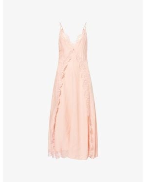 Stella McCartney Lace-Trimmed Silk Midi Cami Dress - Pink