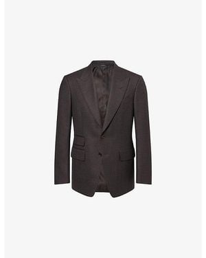 Tom Ford Shelton Single-Breasted Checked Wool Jacket - Black