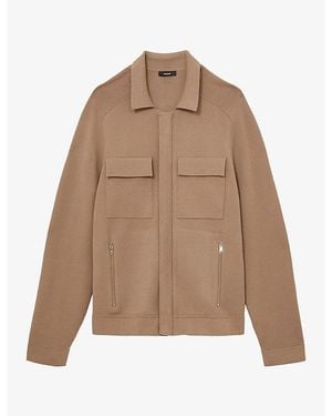 Reiss Fleetwood Double-Pocket Knitted Jacket - Brown