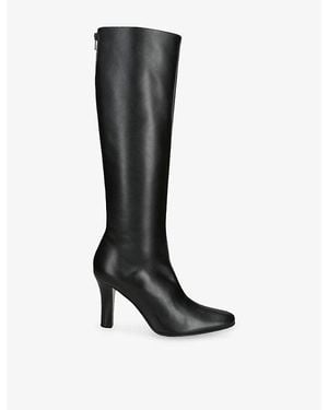 The Row Mona 90 Leather Heeled Knee-High Boots - Black
