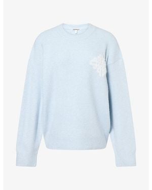 The Couture Club Fluffy Crew-Neck Knit Jumper - Blue