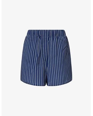 Frankie Shop Lui Striped Woven Shorts - Blue