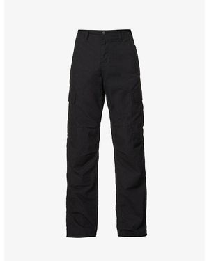 Carhartt Logo-Patch Straight-Leg Cotton Trousers - Black