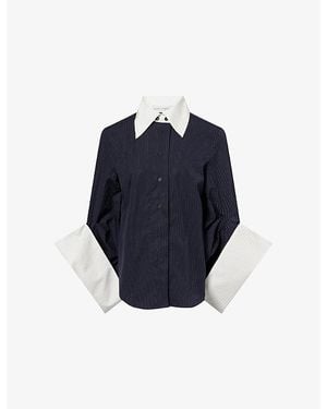 Palmer//Harding Intention Pin-Stripe Cotton Shirt - Blue
