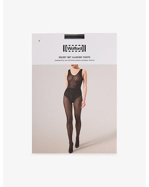 Wolford Velvet Net Illusion Stretch-Woven Tights - White