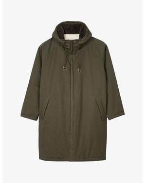 Sandro Detachable-Hood Longline Cotton Coat - Green