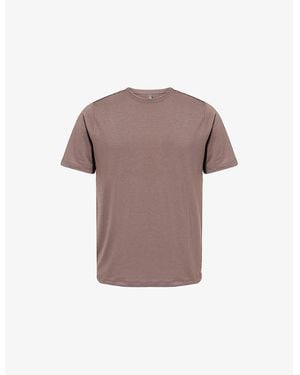 Vuori Logo-Patch Crewneck Stretch-Jersey T-Shirt - Brown