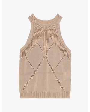 Reiss Maya Knitted Cotton-Blend Vest Top - Natural