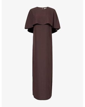 Stylein Maxine Asymmetric Cape Woven Maxi Dress - Brown