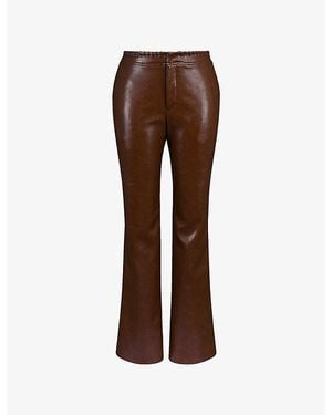 House Of Cb Adara Flared-Leg Faux-Leather Trousers - Brown