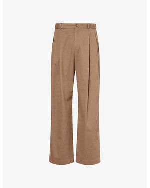 The Row Tibor Double-Pleat Cotton-Blend Trousers - Brown
