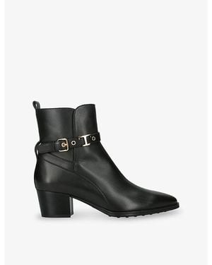 Tod's Gomma Buckled Leather Heeled Ankle Boots - Black