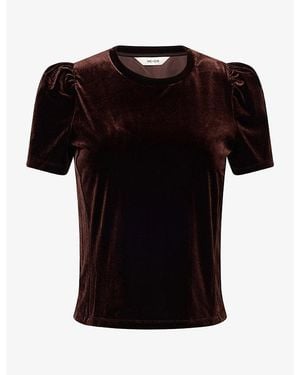 ME+EM Puffed-Sleeve Velvet T-Shirt - Black