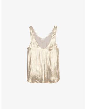 Zadig & Voltaire Tarys Iridescent Satin Top - Natural