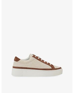 Reiss Tan Leanne Suede Low-Top Platform Trainers - Natural