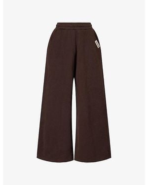 4th & Reckless Fillipa Wide Leg Cotton Jogging Bottoms - Brown