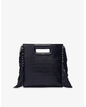 Maje Fringed Mock-Croc Leather Cross-Body Bag - Blue