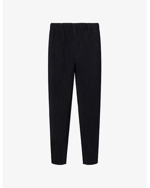 Homme Plissé Issey Miyake Basics Straight-Leg Pleats Knitted Trousers - Black