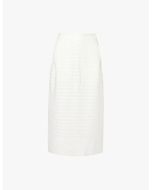 Issey Miyake Ribbed High-Waist Knitted Midi Skirt - White