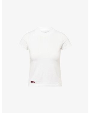 Ru & Rocka Super Soft Logo-Patch Stretch-Cotton T-Shirt - White