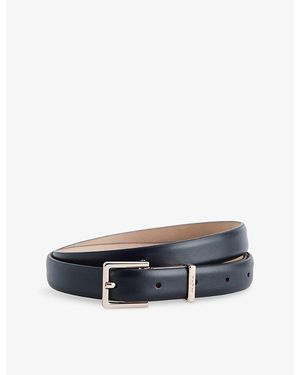 Max Mara Square-Buckle Leather Belt - Blue